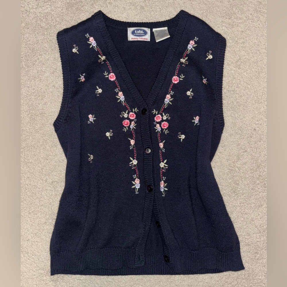 Tabi Vintage Knit Embroidered Vest